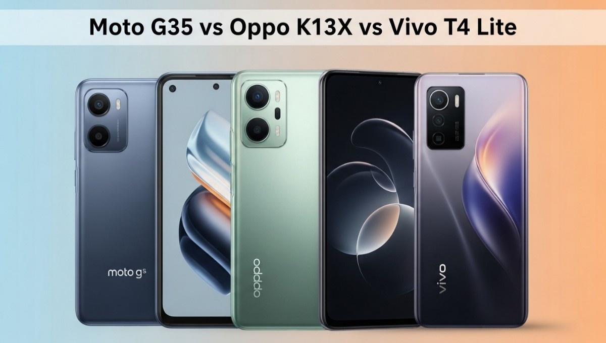 Moto G35 vs Oppo K13X vs Vivo T4 Lite