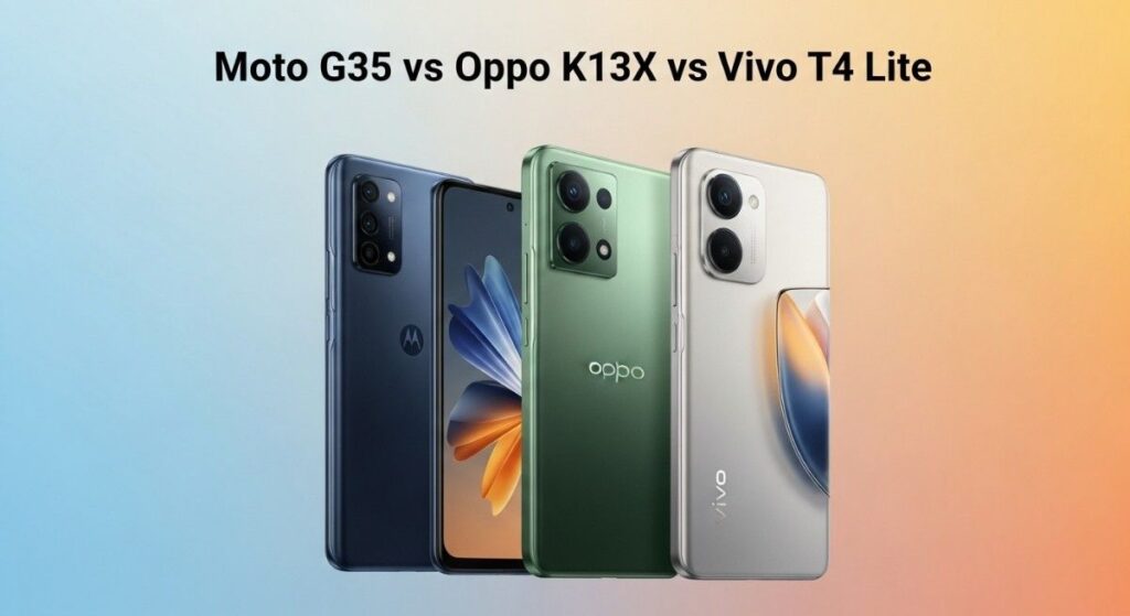 Moto G35 vs Oppo K13X vs Vivo T4 Lite