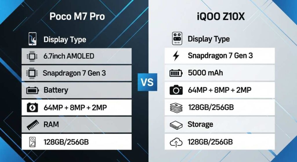  Poco M7 Pro vs iQOO Z10X comparison